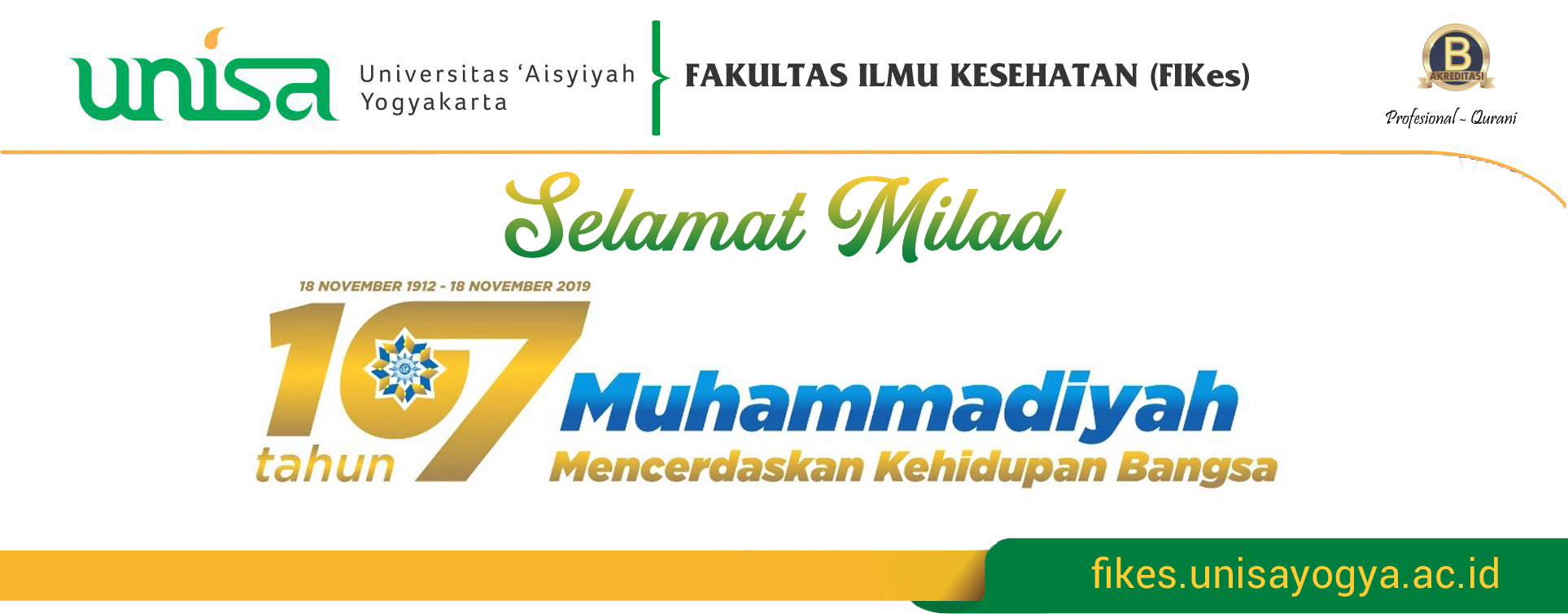 Selamat Milad 107 Tahun Muhammadiyah