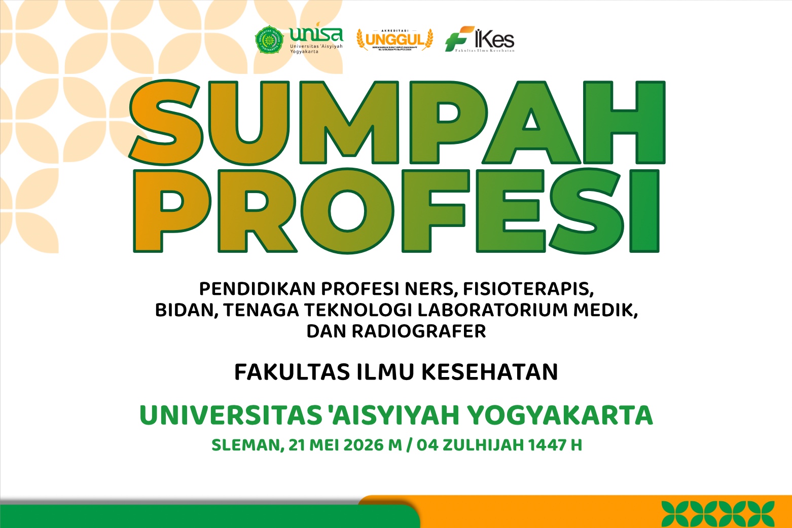 Pengumuman Sumpah Profesi Fakultas Ilmu Kesehatan Periode Mei 2026